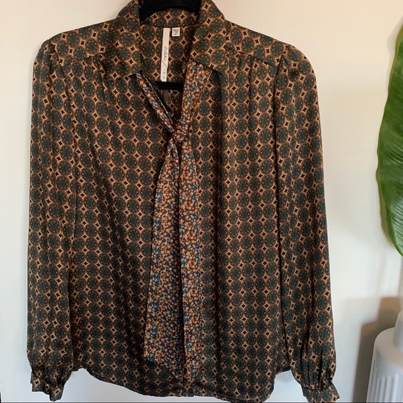 Bellatrix Button Down Mixed Print Blouse - Picture 1 of 3